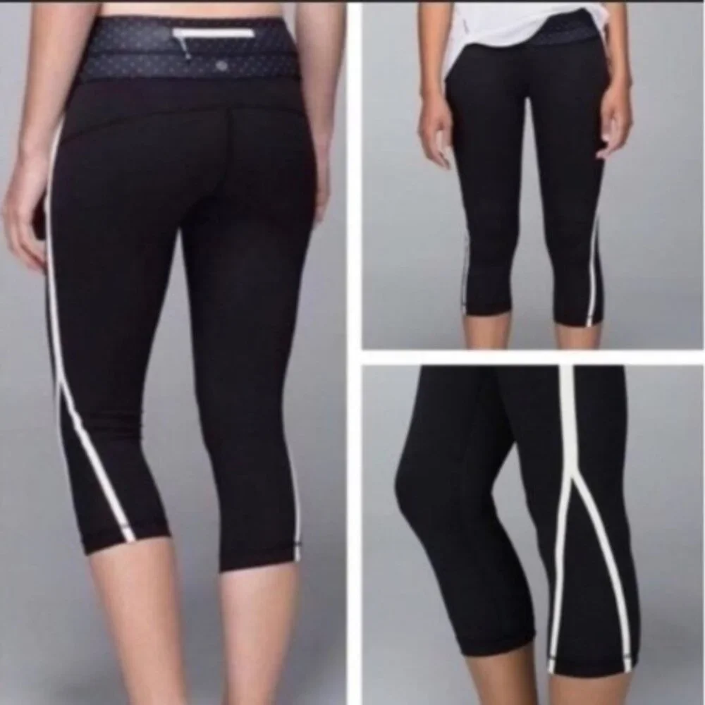 Lululemon Up The Pace Run Crop Leggings Polka Dot size 4 Athleisure Y2K Running